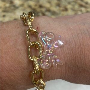 Erimish Gold Bracelet with Pink Bow Charm